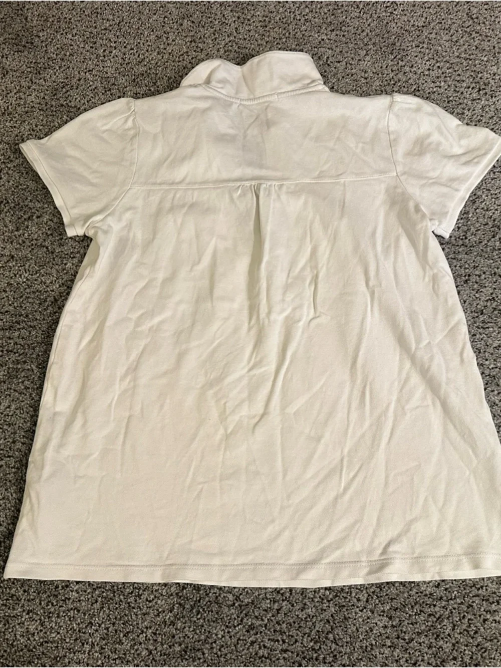 BURBERRY Girls 14 L White Puff Sleeve Polo Shirt Plaid In Collar Pleats R $295